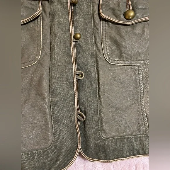 Wilson’s Leather Olive Green Cropped Military Jacket Size Large - Picture 5 of 12